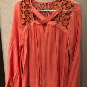 Coral Flare Sleeve Blouse